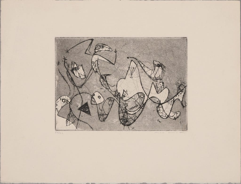 A Max Ernst etching on paper